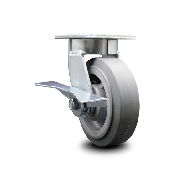 6 Inch Kingpinless Thermoplastic Rubber Wheel Swivel Caster with Brake SCC